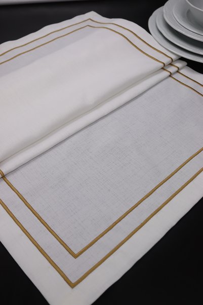 vipceyiz Runcă decorată cu broderie ecru și aurie de 50 și 120 cm