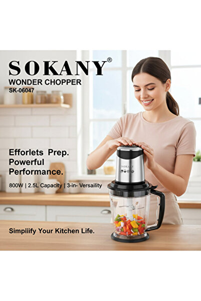 SOKANY 🥩 3-in-1 800W Food Processor | Meat Grinder, Garlic Chopper & Egg Bea...