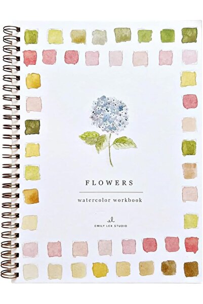 Arabest Flowers Watercolor Workbook, 12 Beginner Sketches, Spiral Lay-Flat Pa...
