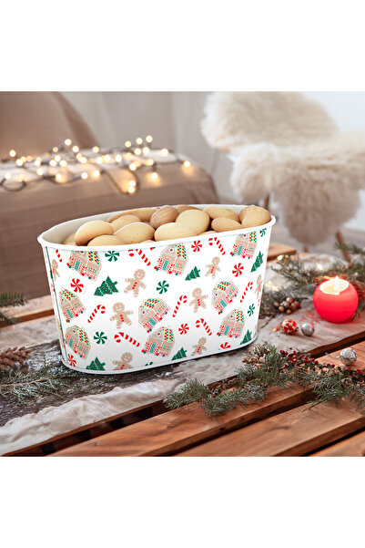 OEM Metal Christmas basket - house - 19 x 11.5 x 9.5 cm