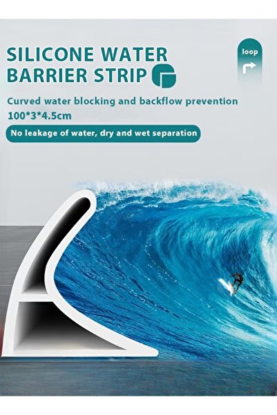 Generic 1M Bathroom Water Blocking Strip Silicone Water Barrier Strip Water D...