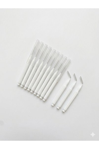 HANNAH Interface Toothbrush White 0.4 mm Bendable Head Medium Hardness Plastic Handle – Pack of 10