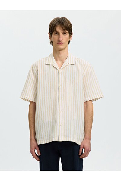 SELECTED Kurzarmhemd Leinenmix