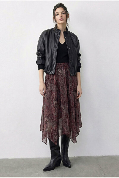 Bianco Lucci Kadın Etnik Desenli Asimetrik Kesim Astarlı Etek 60286034