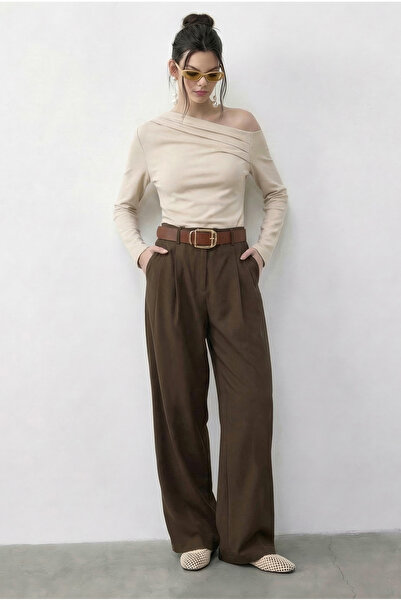 Bianco Lucci Women's Pocket Detail Belt Pack High Waist Premium Palazzo Pants...