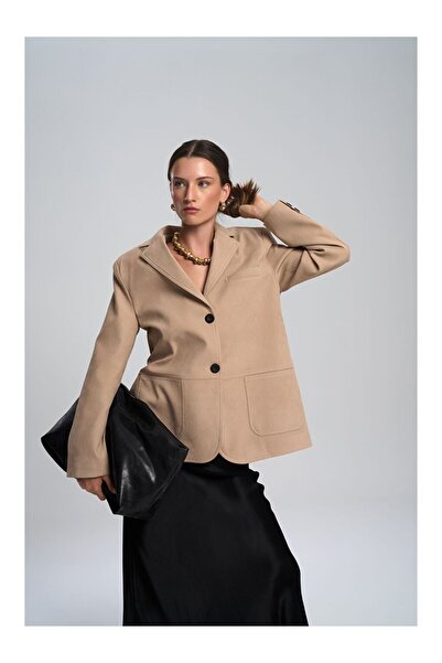 LC Waikiki Orsina Beige Blazer with Slit Detail