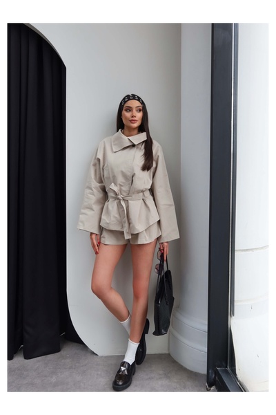 ESRAHELVACI Belted Shorts Trench Suit