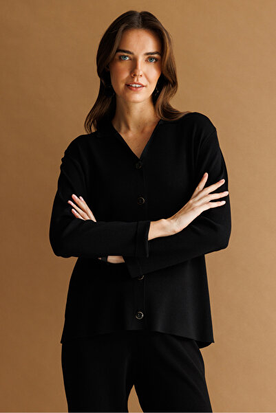 Desen Triko Γυναικείο μακρυμάνικο μπουφάν πόλο με λαιμόκοψη Λεπτό πλεκτό σε μ...