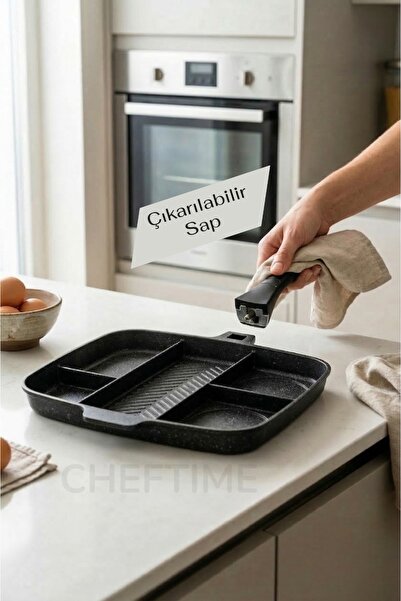 CHEFTİME Premium 5 Gözlü Döküm Kamp&Piknik Tavası