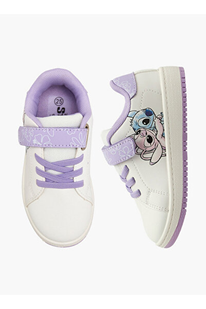 Disney حذاء رياضي للبنات بكعب عالٍ مزود بشريط لاصق