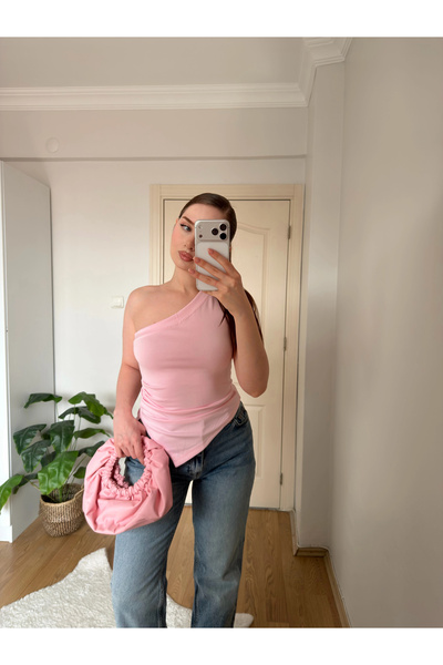 Souwe Pembe Tek Kol Örme Bluz