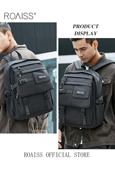 ROAISS Stylish Large Capacity Travel Backpack with Multi-Layer Convenient Sto...