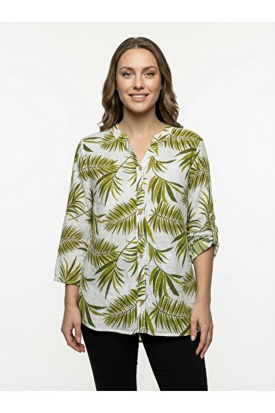 QYA Clothing Guler cu nasturi HAKİM PA bumbac O țesut E cu model LUZ