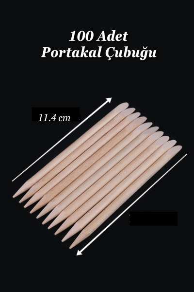 Easy Beauty Portakal Çubuğu 11 cm 100'lü Set – Ahşap Tırnak Eti Itici Manikür...