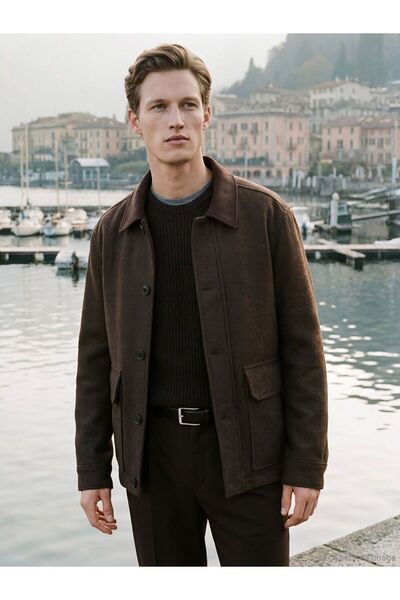 LC Waikiki Shirt Collar Men's Melton Coat