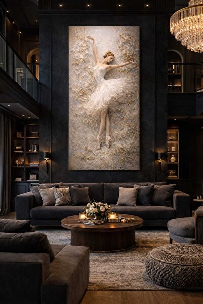 EMİLART Dans Eden Balerin Kadın Özel Tasarım Kanvas Tablo Ev Ofis