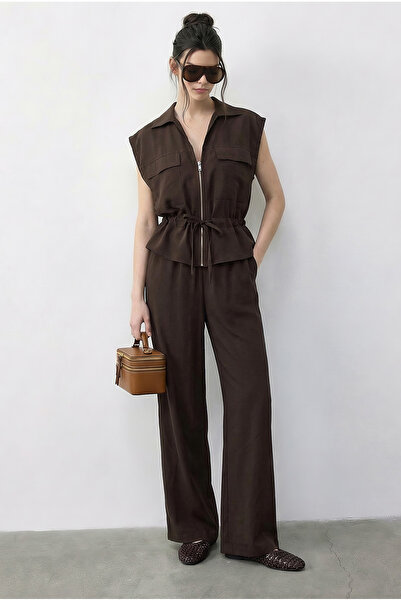 Bianco Lucci Women's Zipper Double Pocketed Adjustable Vest Elastic Waist Pan...