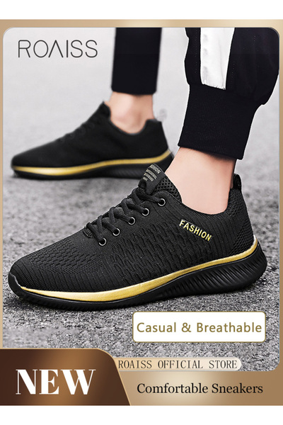 ROAISS Men Stylish Low Top Sneakers, Lightweight Breathable Trainers for Men,...