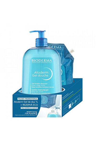 Bioderma Set gel de duș Atoderm 1000 ml + Rezervă gel de duș Atoderm 1000 ml