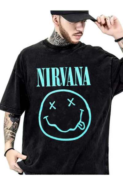 Chirkef Unisex Black Oversized 100% Cotton Back and Front Printed Crew Neck S...