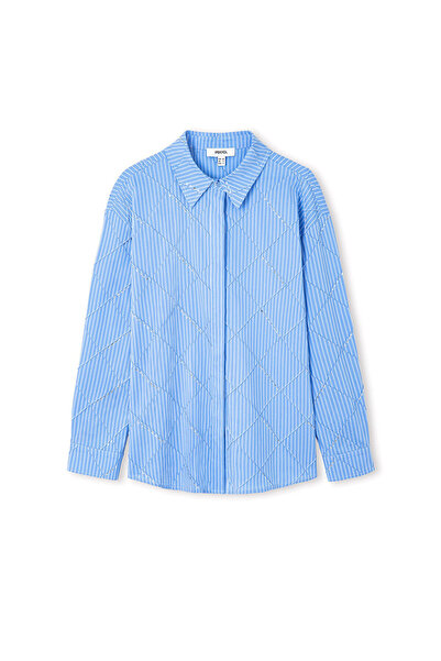 İpekyol Baklava dokulu hotfix baskılı gömlek