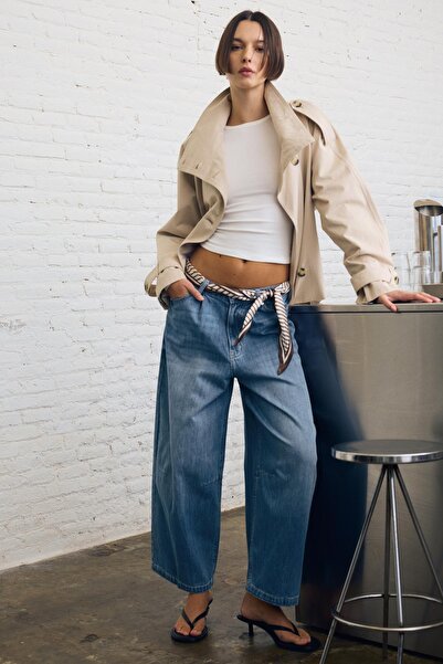 Bershka Crop barrel fit jean