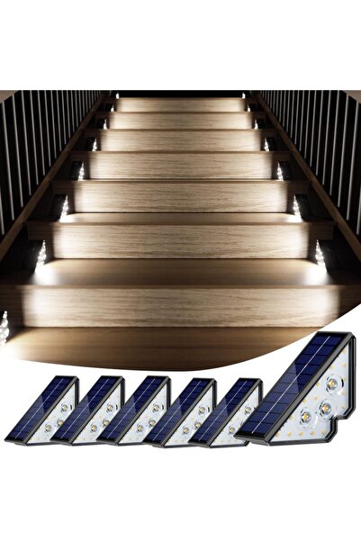 SimpluAcasa Set of 6 Triangular LED Solar Lamps, White Light, Outdoor, IP65 P...