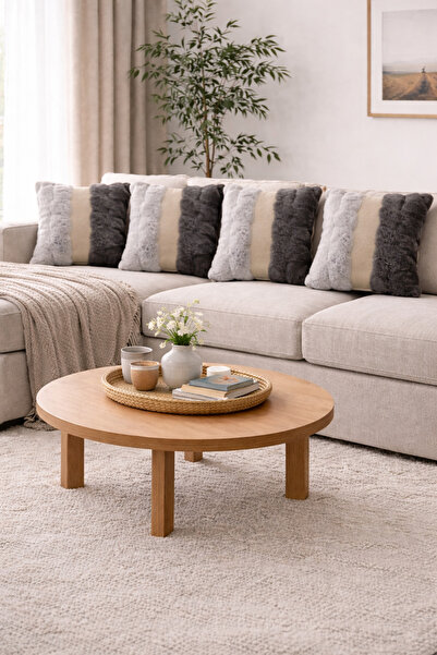 Bonny Home Risa Gray-Black 4-Piece Cushion Cover Puffy Fluffy Decorative Soft...