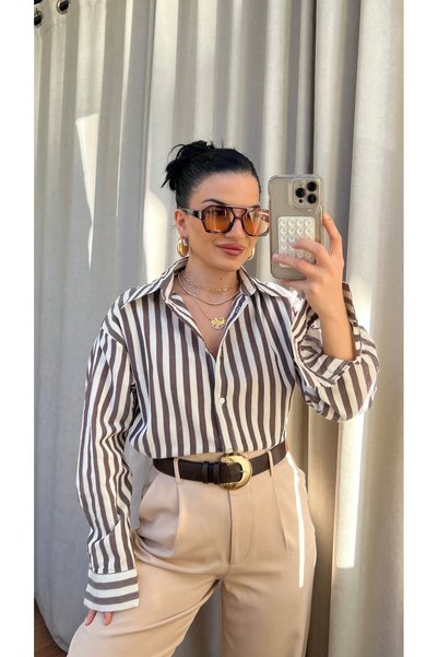 Butik Brown Striped Shirt