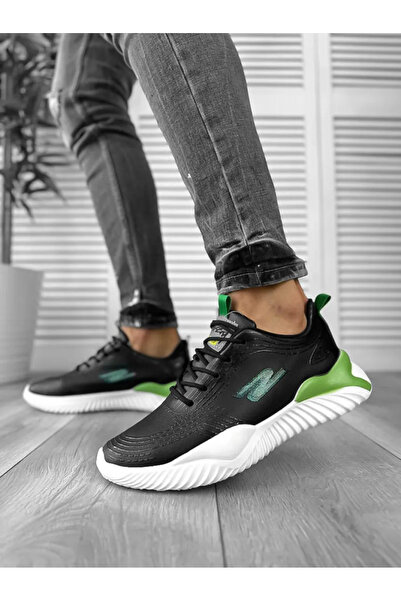 Erceka Men's lace-up sports shoes Daily Sneakers, eco- Leather , black with g...