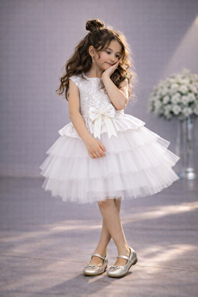 RUMİ KİDS Girl's Tulle Piece Evening Dress with Skirt for Party and Birthday