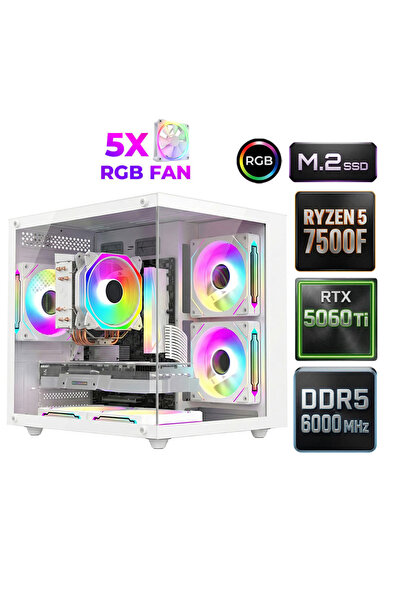 XASER Sage X100 Ryzen 5 7500F DDR5 16GB Ram 512GB M.2 Nvme SSD 16GB RTX5060Ti...