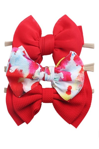 Bambimici - Dalia Assorted Ribbon Bow Headband for Babies - Red