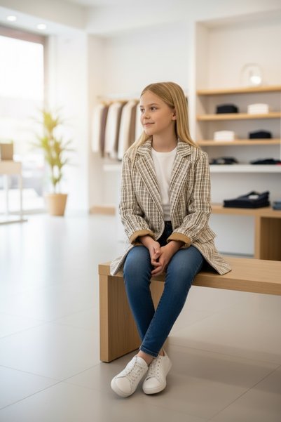 Minimoda Kids Girl's Tweed Fabric Blazer Jacket