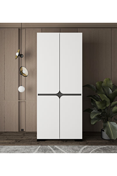 VM VERTEX MOBİLYA FLORANSA YILDIZ BEYAZ 4 KAPILI ÇİFT ASKILI GARDROP