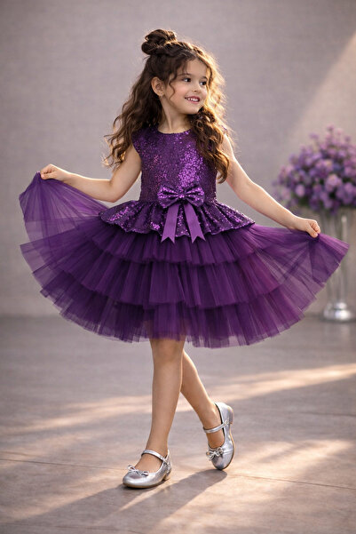 RUMİ KİDS Kız Çocuk Tüllü Abiye Parti Ve Doğum Günü Elbisesi Etekli