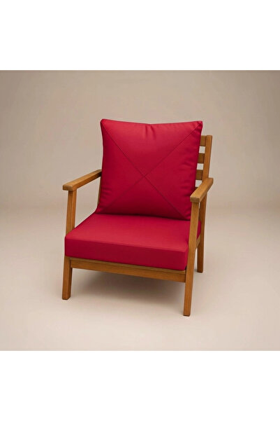 Gullfoss Kırmızı Pofidik Arkalıklı Bahçe ve Balkon Sandalye Minderi Seti 50 x...