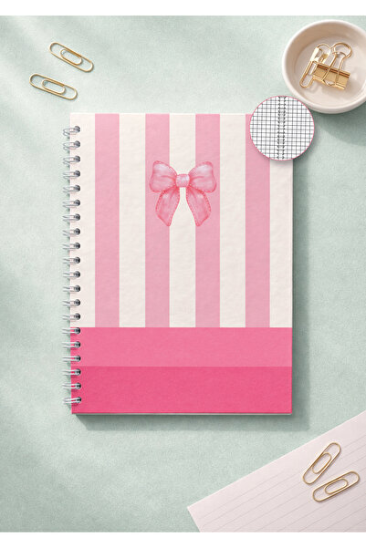 Lizy Spiral Bound Hard Cover Pink Notepad - 17X24Cm - Checked