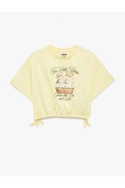 Koton Μπλουζάκι με κοντό μανίκι, βαμβακερό, γάτα με τύπωμα