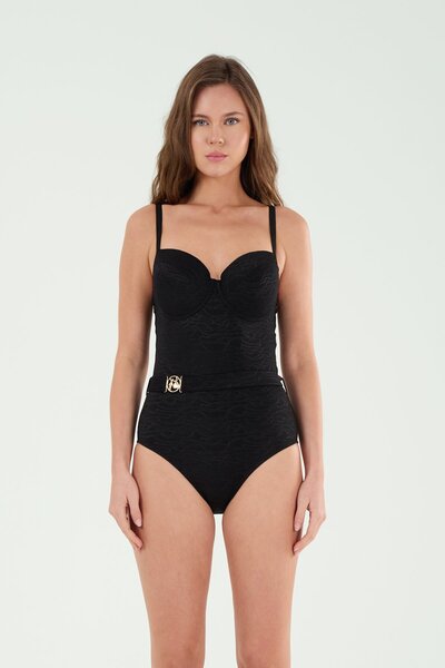 Louren M22104 Empty Covered Belt Detail Swimsuit