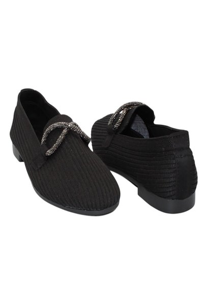 Bluefeet Black Knitwear Stone Women's Heeled Ballerina Shoes