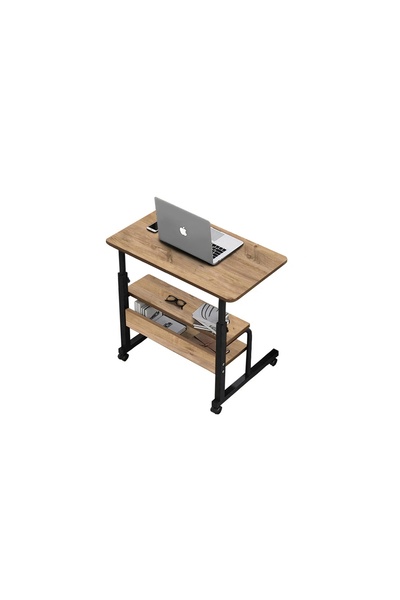 Vivense Yükseklik Ayarlı Ve Çift Raflı Laptop Sehpası, Çam, 70X40