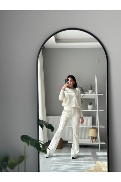 MODA Krem Modal İspanyol Paça Takım