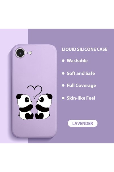 Hontinga iPhone 17E Compatible Soft Silicone Phone Case with Velvet Inside and Camera Protection, Panda Pattern