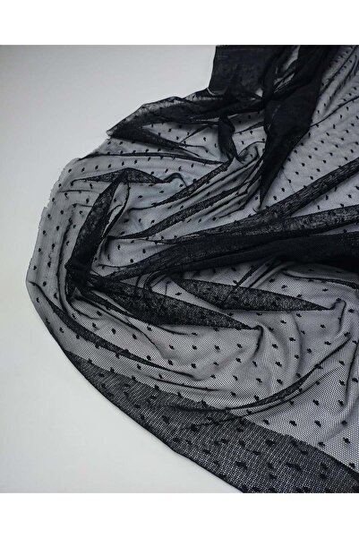 Kumaş Parça Nopeli in Black Color Tulle Width: 140cm