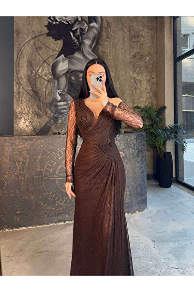 missswans Adriya Önü Dekolteli İşlemeli Özel Tasarım Premium Kalite Dantel Yı...