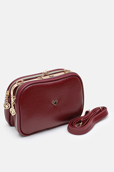 MASLANBAGS حقيبة نسائية باللون العنابي مزودة بمشبك و4 أقسام مبطنة وناعمة، تتس...