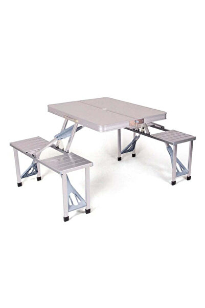 SHOPPINO Set masă pliabilă de camping cu 4 scaune din aluminiu - Tip geantă p...