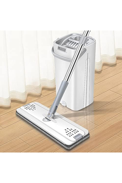 RahaShop طقم ممسحة مع دلو، ممسحة أرضية بثلاث وسادات من الألياف الدقيقة ومقبض ...