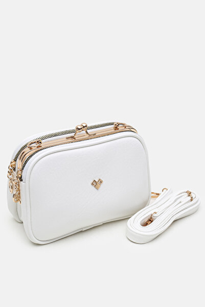 MASLANBAGS Γυναικείο λευκό κλιπ-ον με 4 θήκες, Με φόδρα μαλακό, Δερμάτινο για...